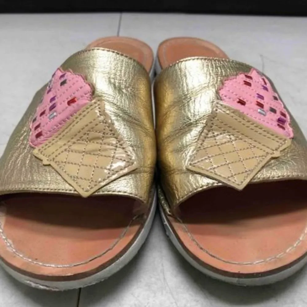 KATE‎ SPADE Gold Ice Cream Slide Sandals 8.5